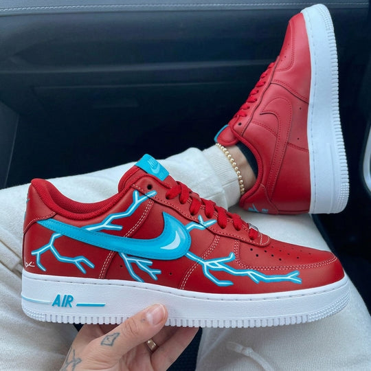 Custom Air Force 1 Red Baby Blue Lightning
