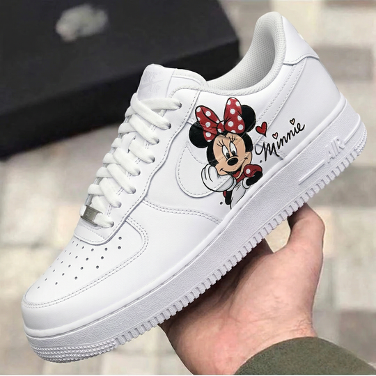 Custom Air Force 1 Red Baby Pink Minnie Mickey Cartoon