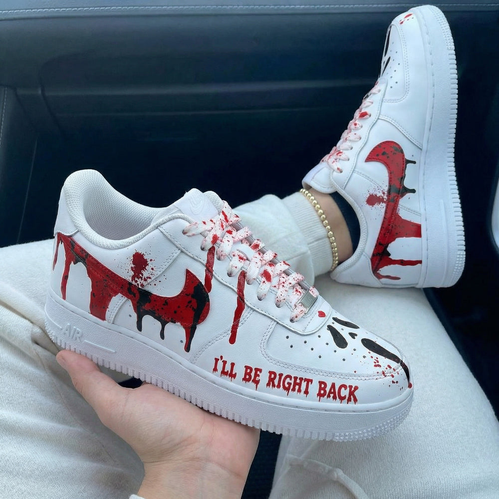 Custom Air Force 1 Red Black Blood Drip Splatter