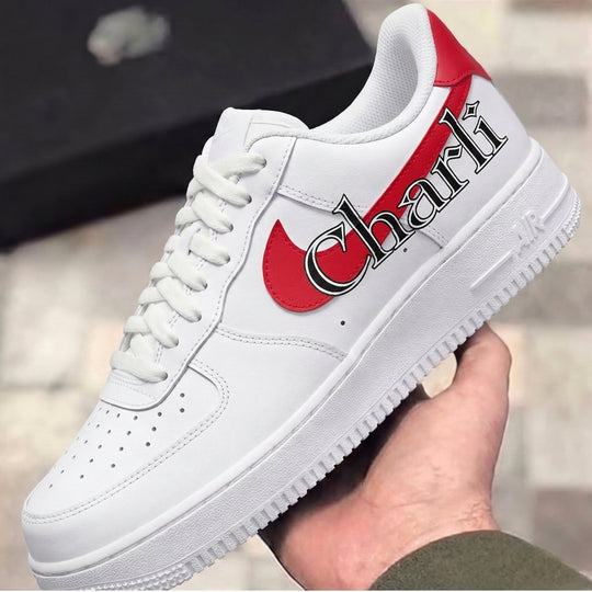 Custom Air Force 1 Red Black Charli XCX Personalized Text