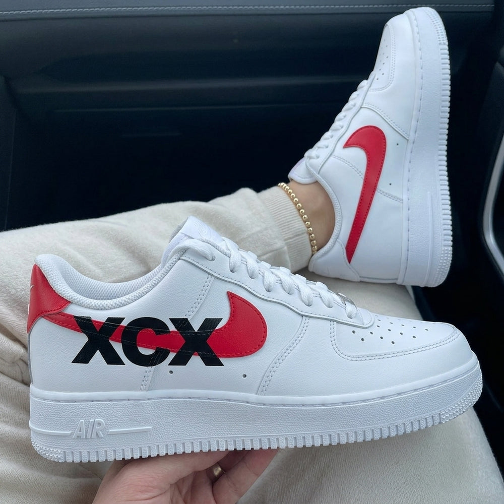 Custom Air Force 1 Red Black Charli XCX Personalized Text