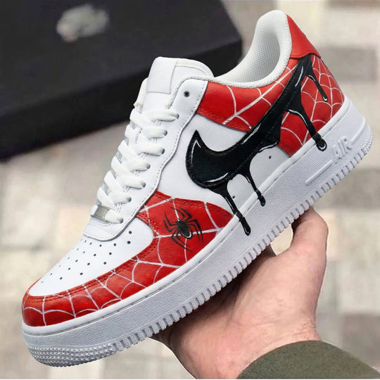 Custom Air Force 1 Red Black Spider Web Spider