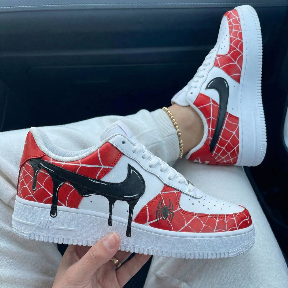 Custom Air Force 1 Red Black Spider Web Spider
