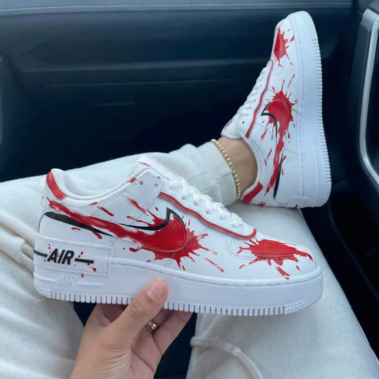 Custom Air Force 1 Red Blood - Splatter Design