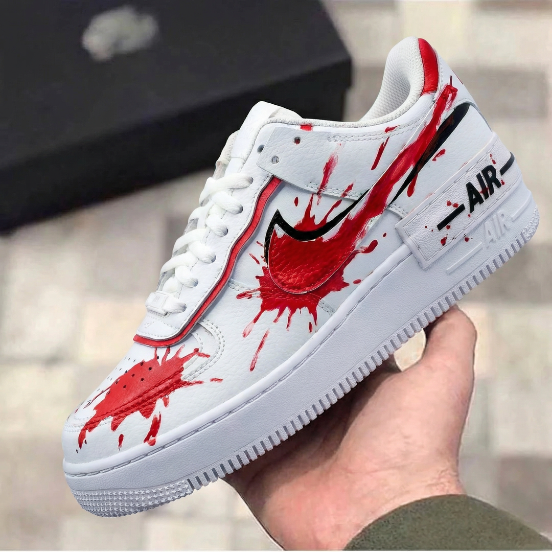 Custom Air Force 1 Red Blood - Splatter Design