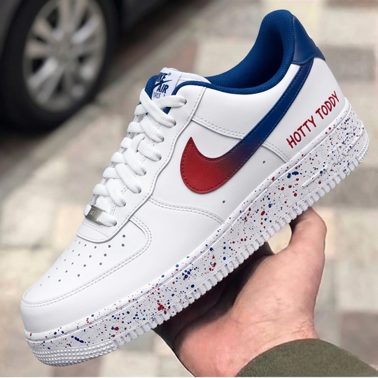 Custom Air Force 1 Red Blue Speckled Hotty Toddy