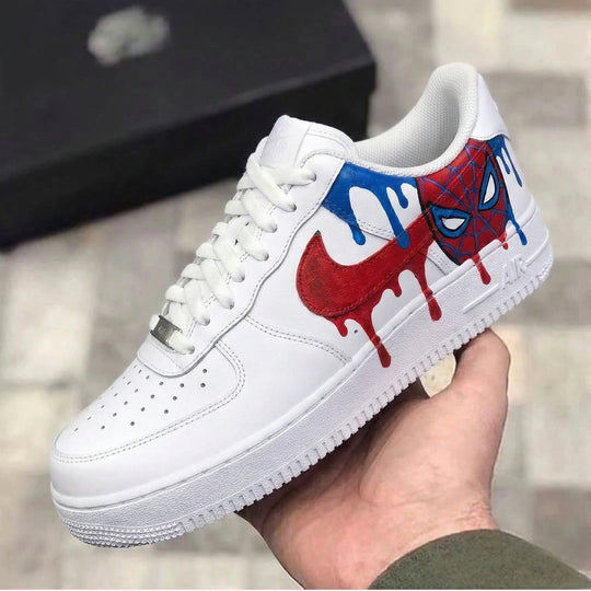 Custom Air Force 1 Red Blue Spider Man Drip
