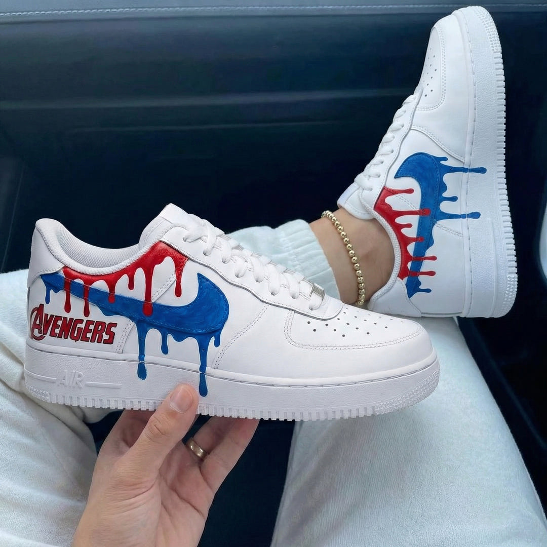 Custom Air Force 1 Red Blue Spider Man Drip