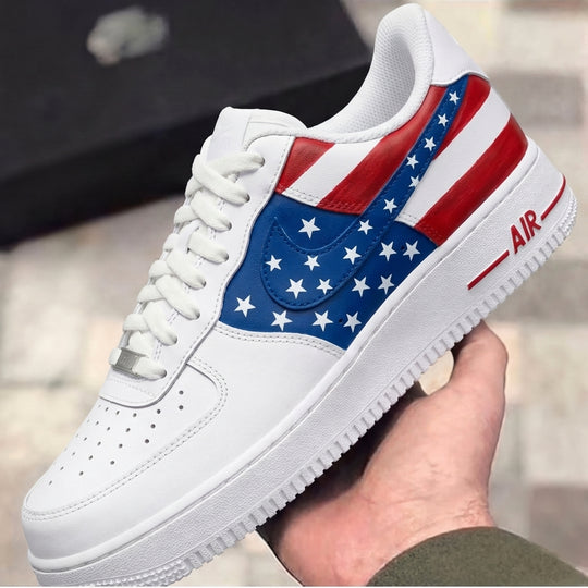 Custom Air Force 1 Red Blue Stars Stripes American Flag
