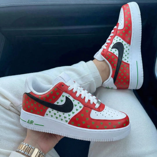 Custom Air Force 1 Red Green Hearts