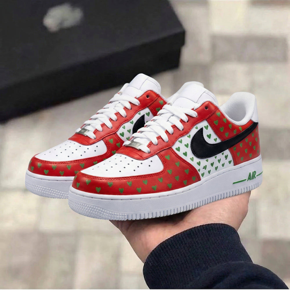Custom Air Force 1 Red Green Hearts