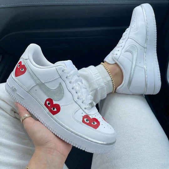 Custom Air Force 1 Red Heart Pattern