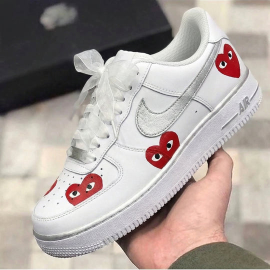 Custom Air Force 1 Red Heart Pattern