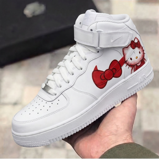 Custom Air Force 1 Red Hello Kitty Bow