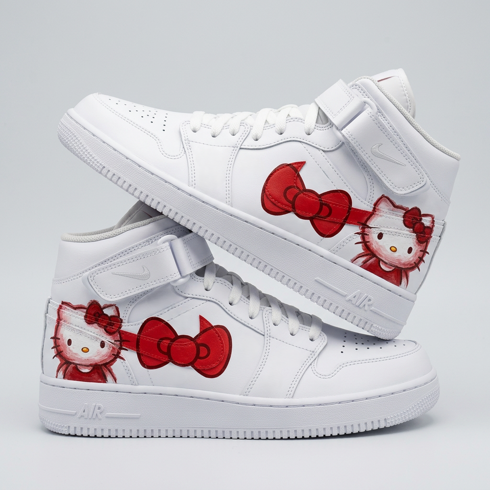 Custom Air Force 1 Red Hello Kitty Bow