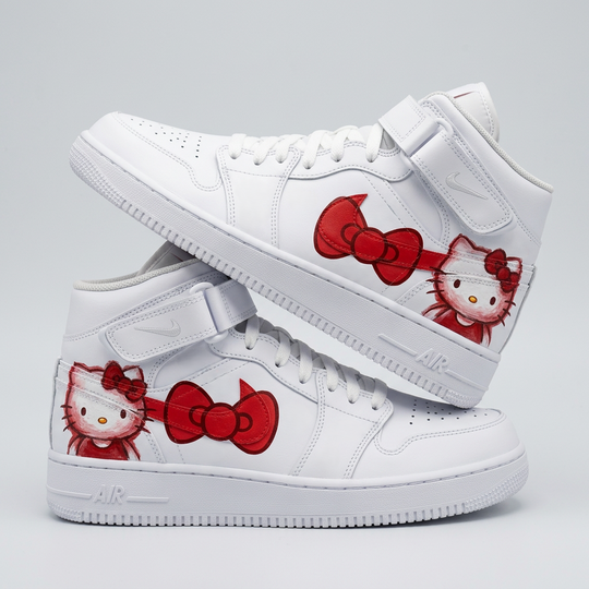 Custom Air Force 1 Red Hello Kitty Bow