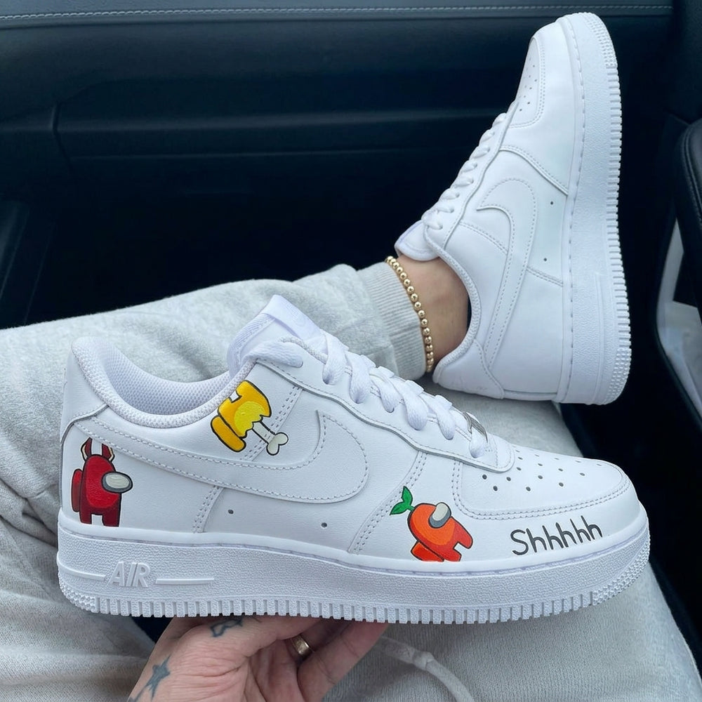 Custom Air Force 1 Red Orange Among Us Printed