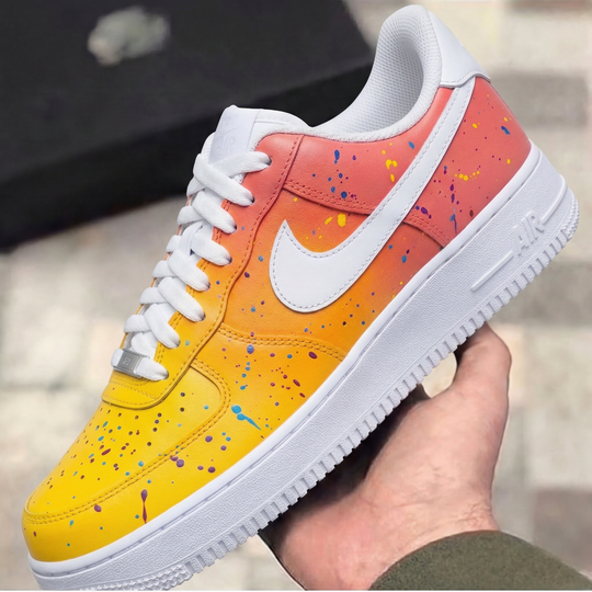 Custom Air Force 1 Red Orange Yellow Gradient Splatter