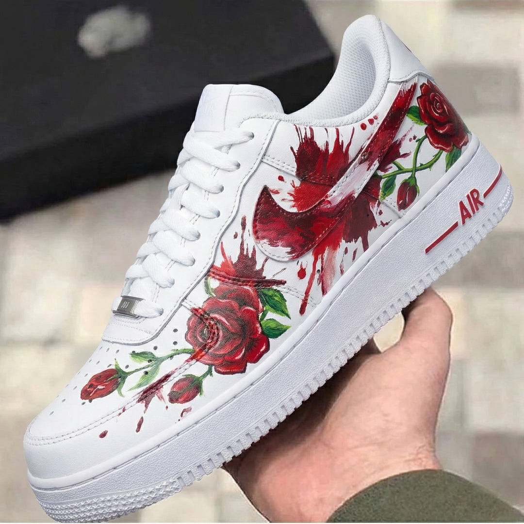 Custom Air Force 1 Red Rose Pattern
