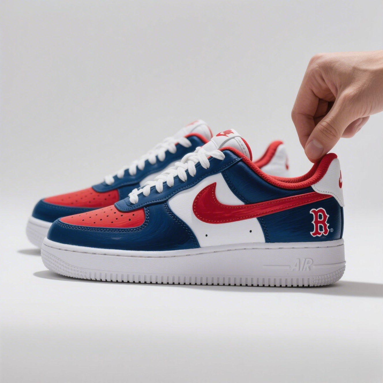 Custom Air Force 1 Red White Blue Boston Red Sox MLB 