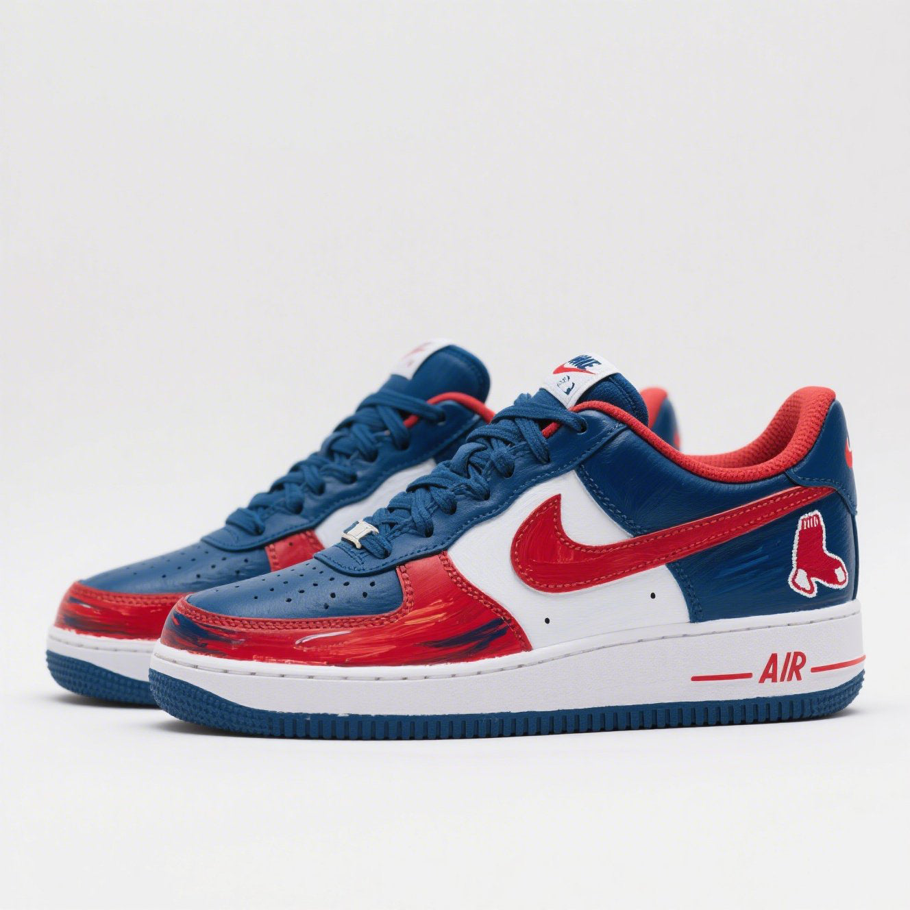 Custom Air Force 1 Red White Blue Boston Red Sox MLB 
