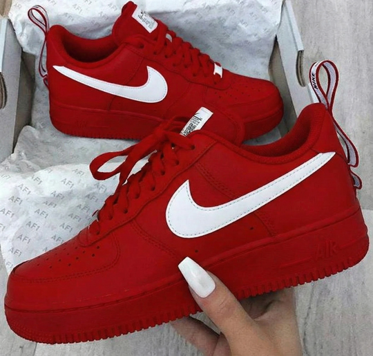 Custom Air Force 1 Red White Swoosh Design