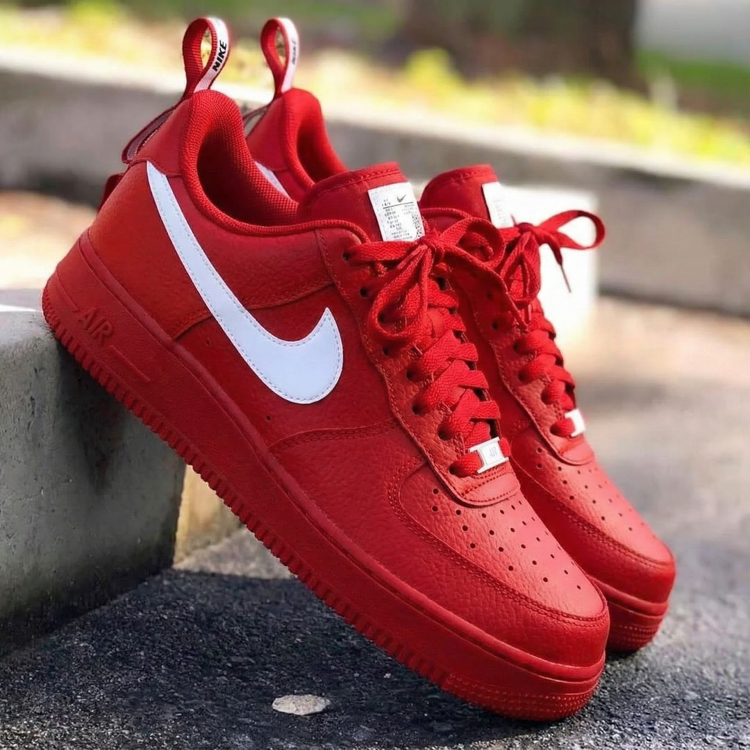 Custom Air Force 1 Red White Swoosh Design