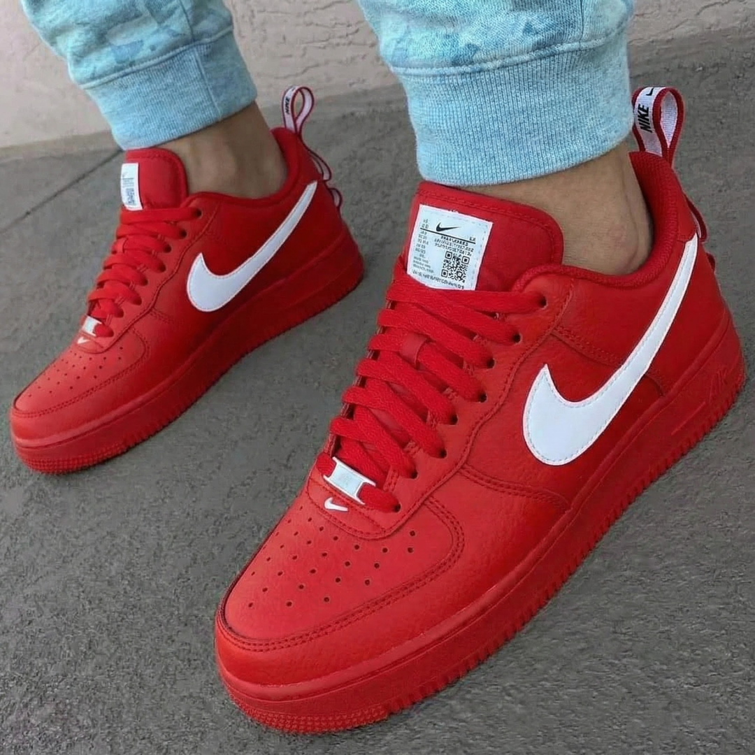 Custom Air Force 1 Red White Swoosh Design