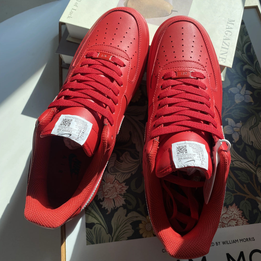 Custom Air Force 1 Red With White Swoosh 
