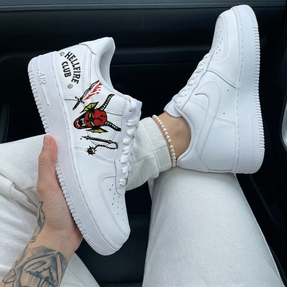 Custom Air Force 1 Red Yellow Black Hellfire Club Devil Sword Flame