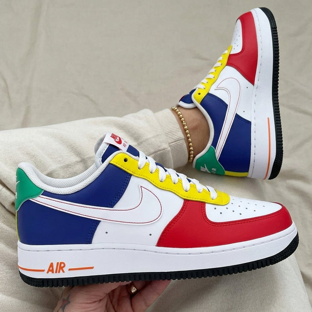 Custom Air Force 1 Red Yellow Blue Green Color Block