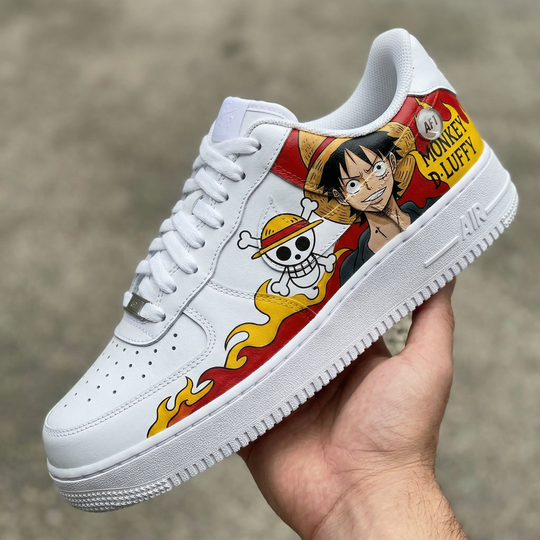 Custom Air Force 1 Red Yellow One Piece Monkey D Luffy Skull Design