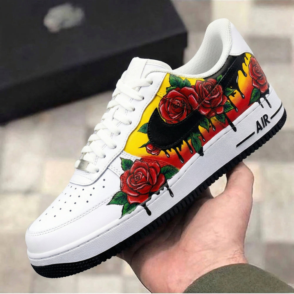 Custom Air Force 1 Red Yellow Rose Design
