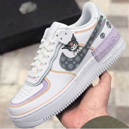 Custom Air Force 1 Shadow Baby Purple Baby Green Gray Kuromi Skulls