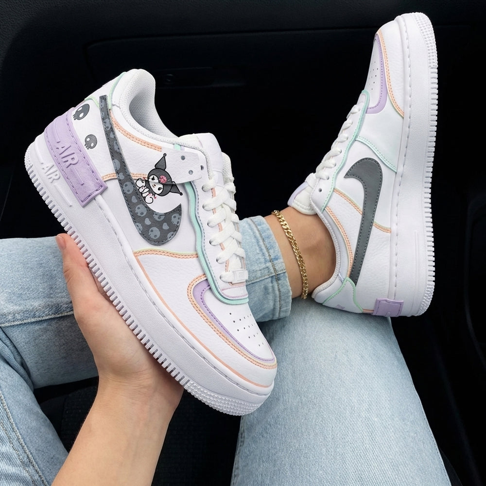 Custom Air Force 1 Shadow Baby Purple Baby Green Gray Kuromi Skulls