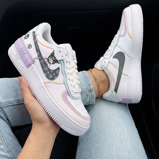 Custom Air Force 1 Shadow Baby Purple Baby Green Gray Kuromi Skulls