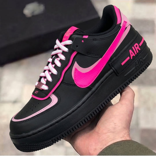 Custom Air Force 1 Shadow Black Hot Pink Baby Pink