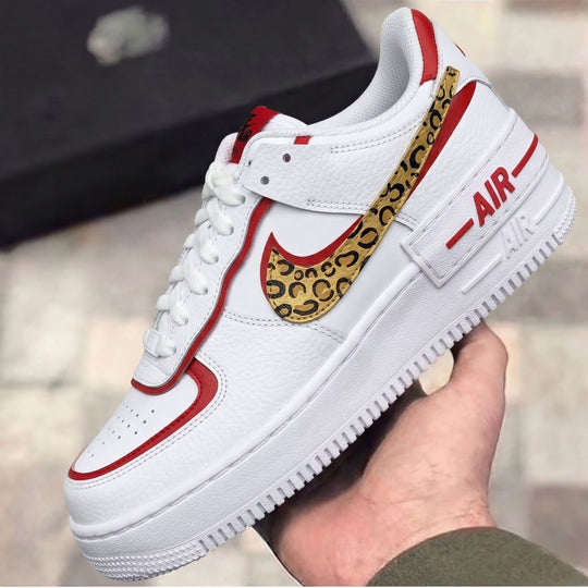 Custom Air Force 1 Shadow Red Leopard Print