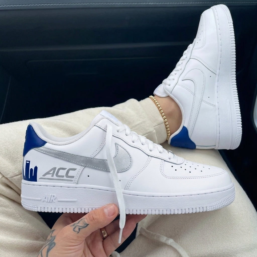 Custom Air Force 1 Silver Blue ACC Skyline
