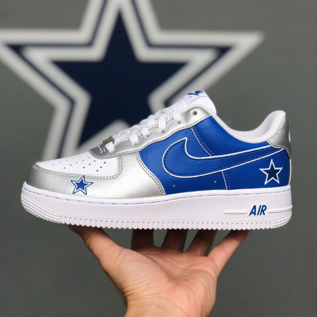 Custom Air Force 1 Silver Blue Dallas Cowboys NFL 