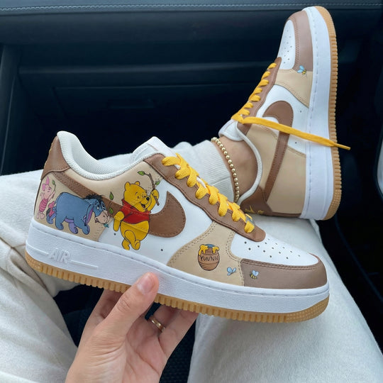 Custom Air Force 1 Tan Yellow Winnie - the - Pooh Theme