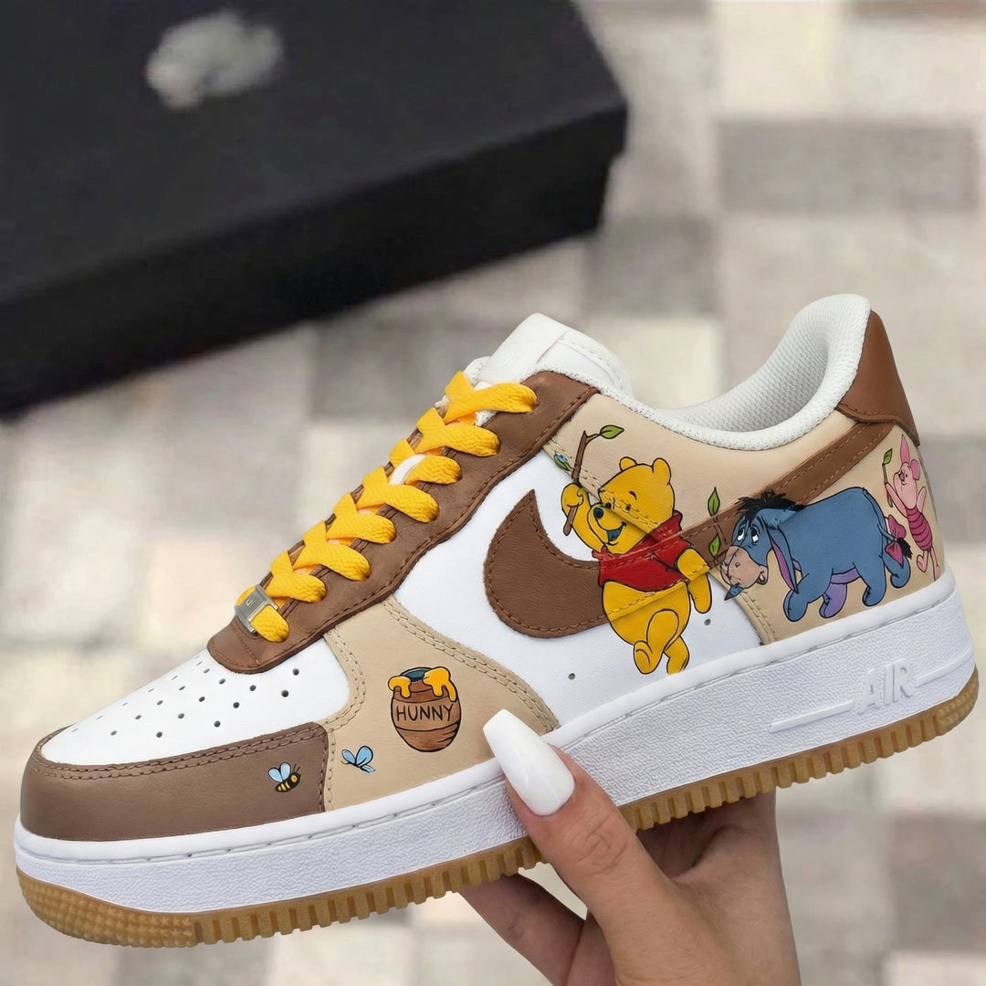 Custom Air Force 1 Tan Yellow Winnie - the - Pooh Theme