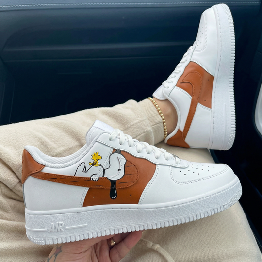 Custom Air Force 1 White And Brown Snoopy Woodstock