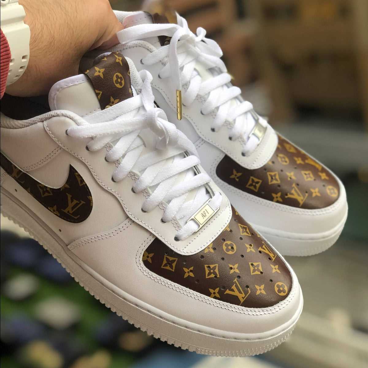 Custom Air Force 1 White And Brown With LV Pattern 
