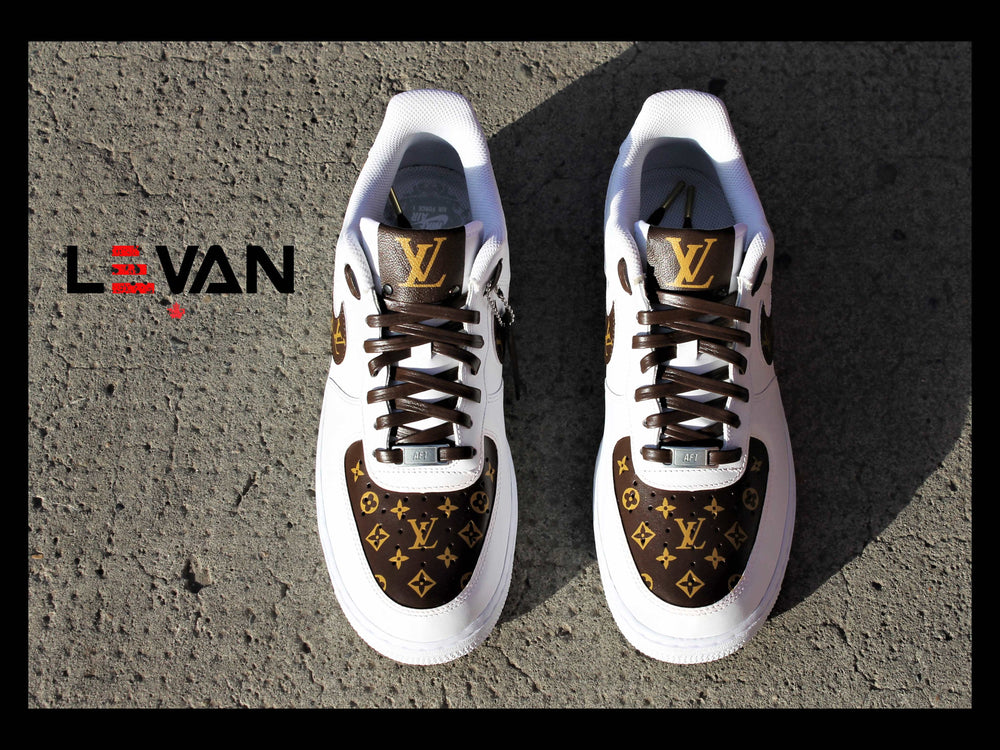 Custom Air Force 1 White And Brown With LV Pattern 