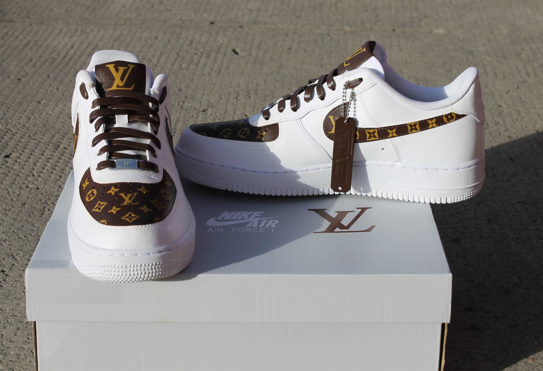 Custom Air Force 1 White And Brown With LV Pattern 