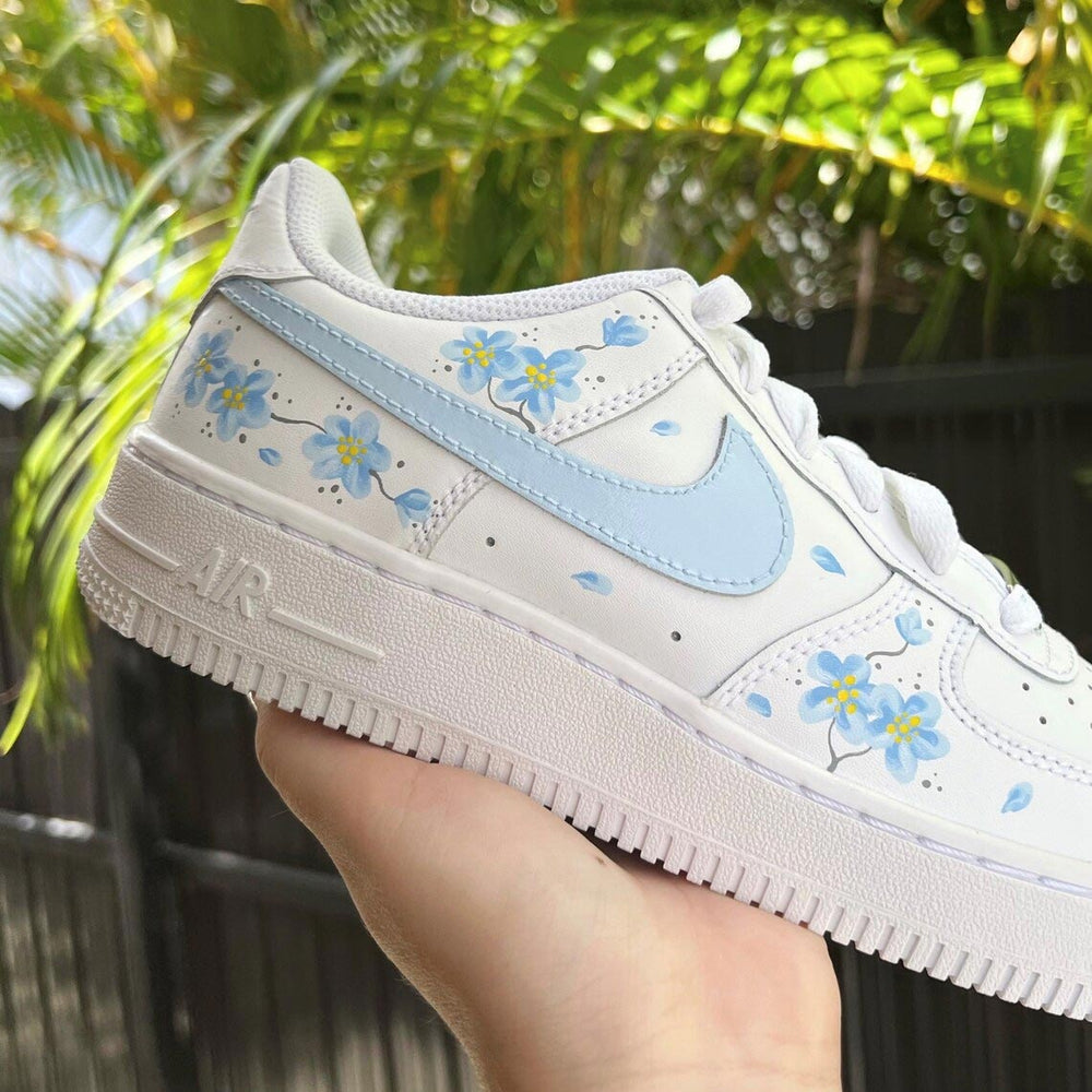Custom Air Force 1 White Baby Blue Floral