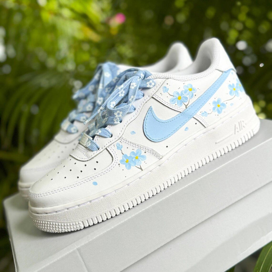 Custom Air Force 1 White Baby Blue Floral