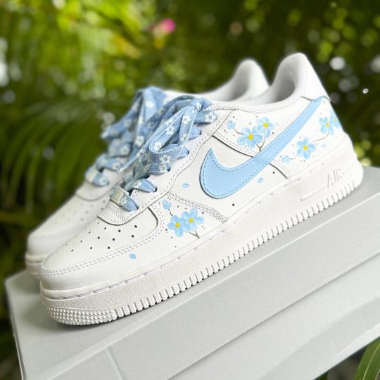 Custom Air Force 1 White Baby Blue Floral