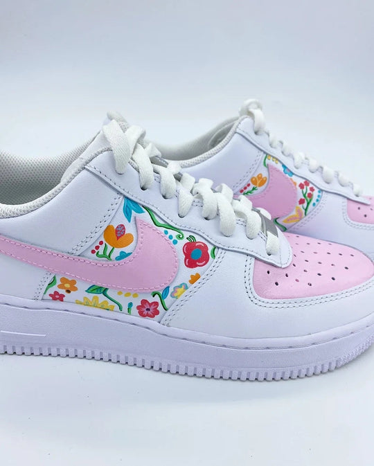 Custom Air Force 1 White Baby Pink Floral Pattern